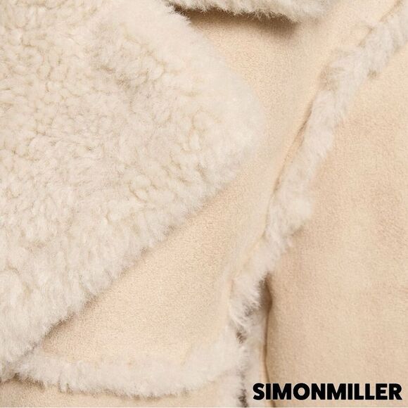 Simon Miller **NWT** Midi Jetz Faux-Fur Shearling Coat in Milk (Beige/Cream) - Picture 6 of 16